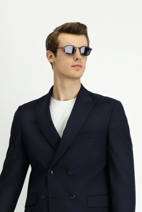 Koyu Lacivert 6 Drop Regular Fit Standart Kesim Kruvaze Takım Elbise