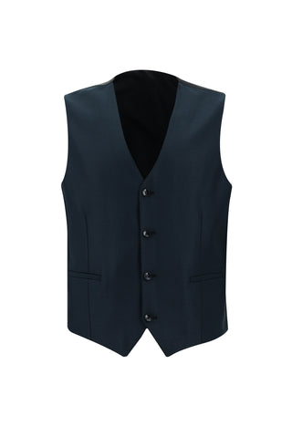  Siyah Lacivert Slim Fit Dar Kesim Kombinli Yelekli Takım Elbise