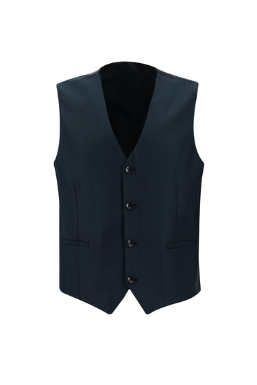 Siyah Lacivert Slim Fit Dar Kesim Kombinli Yelekli Takım Elbise