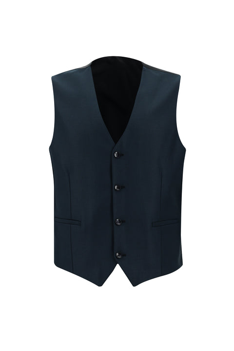 Siyah Lacivert 7 Drop Slim Fit Dar Kesim Kombinli Yelekli Takım Elbise