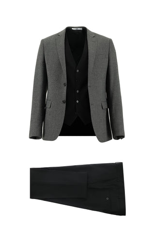  Koyu Antrasit Super Slim Fit Ekstra Dar Kesim Kombinli Yelekli Takım Elbise