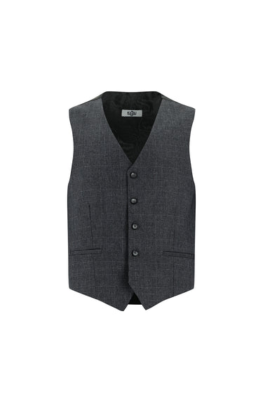  Koyu Füme Super Slim Fit Ekstra Dar Kesim Yelekli Kombinli Takım Elbise