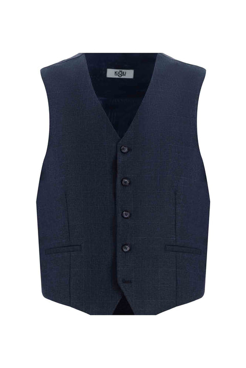 Koyu Lacivert 7 Drop Super Slim Fit Eksra Dar Kesim Yelekli Kombinli Takım Elbise