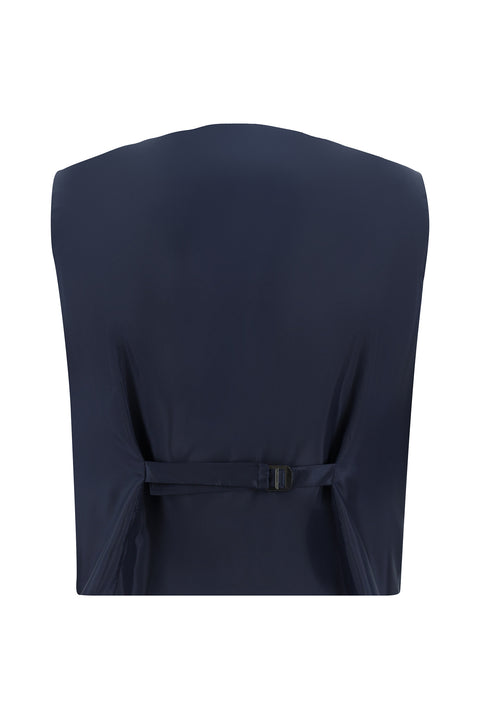 Koyu Lacivert 7 Drop Slim Fit Dar Kesim Yelekli Kombinli Takım Elbise