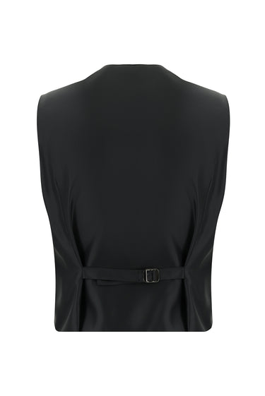 Siyah Slim Fit Dar Kesim Klasik Yelekli Takım Elbise