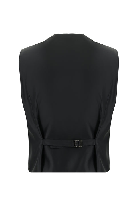 Siyah 7 Drop Slim Fit Dar Kesim Yelekli Takım Elbise