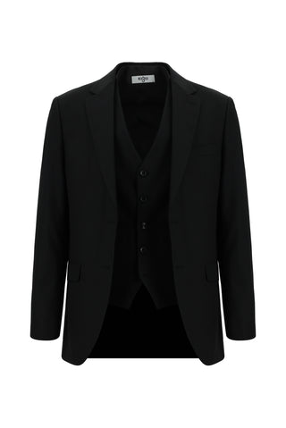  Siyah Regular Fit Klasik Yelekli Takım Elbise