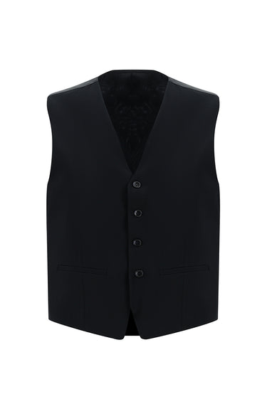  Siyah Lacivert Slim Fit Dar Kesim Klasik Yelekli Takım Elbise