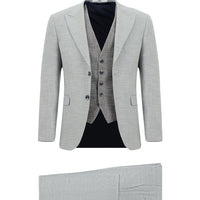 Light Grey 7 Drop Slim Fit Suit with Vest