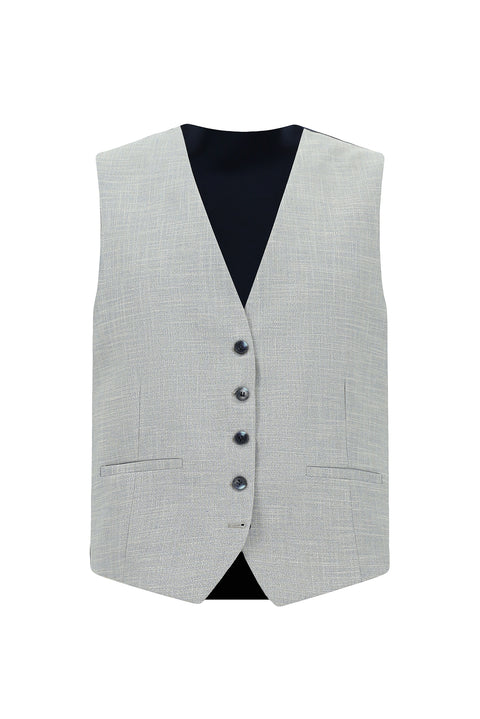 Açık Gri 7 Drop Slim Fit Dar Kesim Yelekli Kombinli Takım Elbise