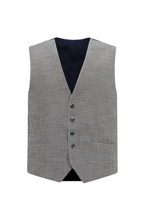 Açık Gri 7 Drop Slim Fit Dar Kesim Yelekli Kombinli Takım Elbise