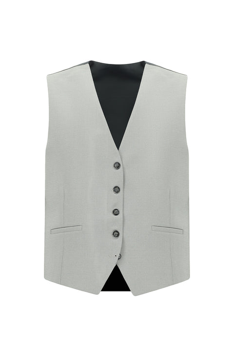 Light Grey 7 Drop Slim Fit Suit with Vest