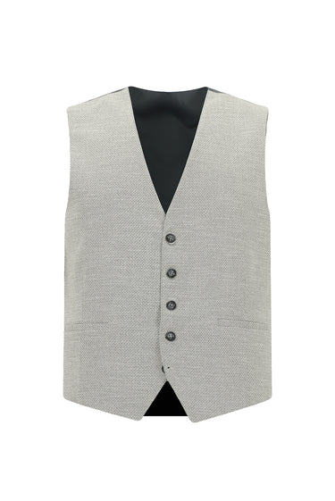 Açık Gri Slim Fit Dar Kesim Yelekli Kombinli Takım Elbise