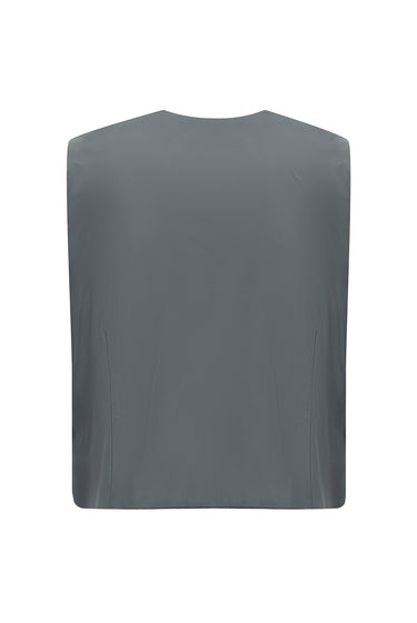 Açık Gri Slim Fit Dar Kesim Yelekli Kombinli Takım Elbise