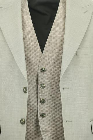  Küf Yeşili Slim Fit Dar Kesim Yelekli Kombinli Takım Elbise