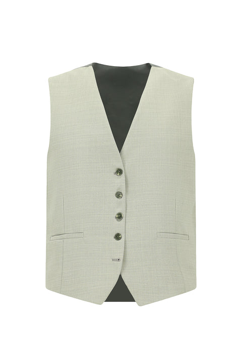 Küf Yeşili 7 Drop Slim Fit Dar Kesim Yelekli Kombinli Takım Elbise
