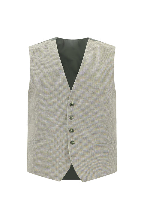 Küf Yeşili 7 Drop Slim Fit Dar Kesim Yelekli Kombinli Takım Elbise