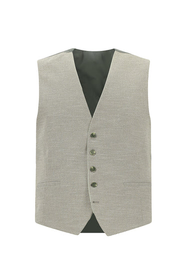 Küf Yeşili Slim Fit Dar Kesim Yelekli Kombinli Takım Elbise