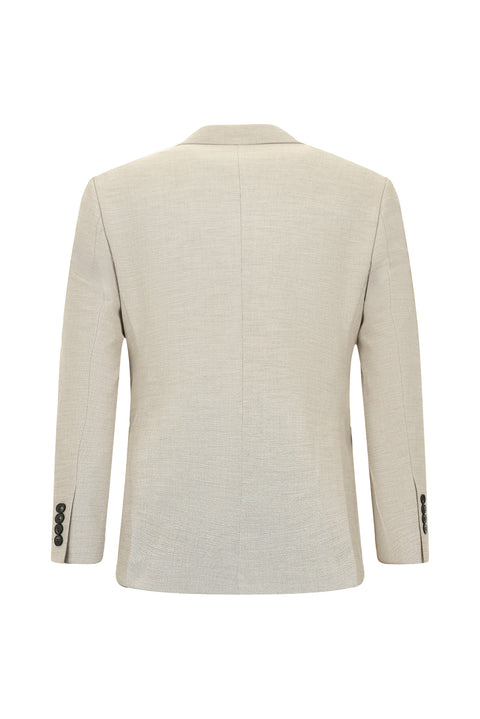 Açık Bej 7 Drop Slim Fit Dar Kesim Yelekli Kombinli Takım Elbise