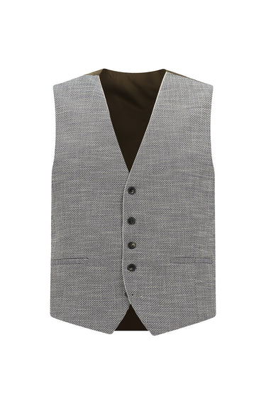 Açık Bej Slim Fit Dar Kesim Yelekli Kombinli Takım Elbise