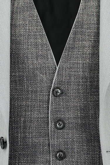 Açık Gri 6 Drop Regular Fit Standart Kesim Yelekli Kombinli Takım Elbise