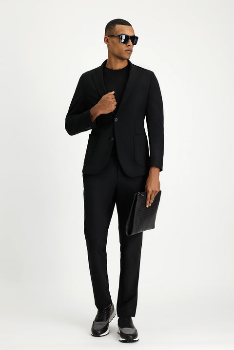 Siyah Techno-Line 7 Drop Super Slim Fit Eksra Dar Kesim Takım Elbise