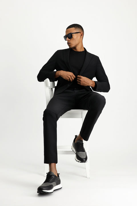 Siyah Techno-Line 7 Drop Super Slim Fit Eksra Dar Kesim Takım Elbise