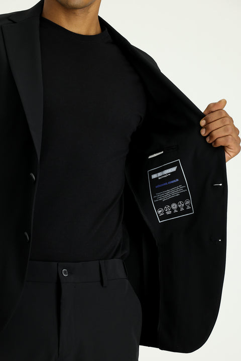 Siyah Techno-Line 7 Drop Super Slim Fit Eksra Dar Kesim Takım Elbise
