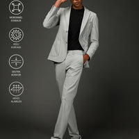Açık Gri Techno-Line Super Slim Fit Ekstra Dar Kesim Klasik Takım Elbise