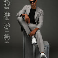Açık Füme Techno-Line Super Slim Fit Ekstra Dar Kesim Klasik Takım Elbise