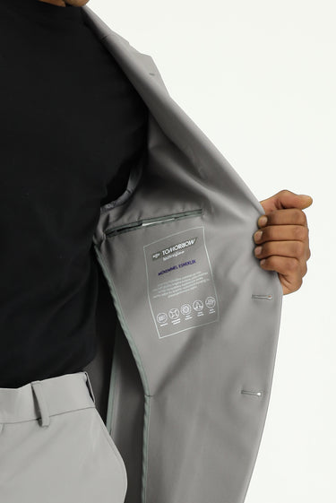 Açık Füme Techno-Line Super Slim Fit Ekstra Dar Kesim Klasik Takım Elbise