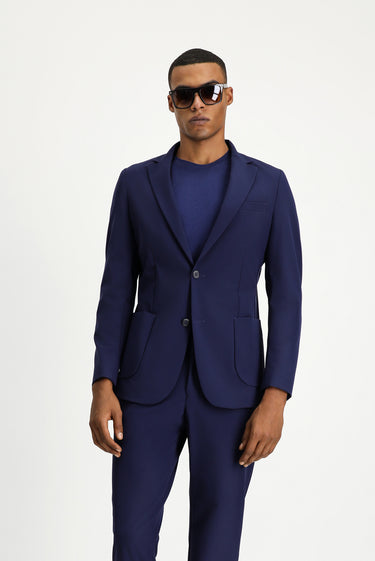  Orta Lacivert Techno-Line Super Slim Fit Ekstra Dar Kesim Klasik Takım Elbise