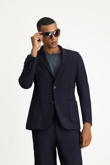 Koyu Lacivert Techno-Line Super Slim Fit Ekstra Dar Kesim Klasik Takım Elbise