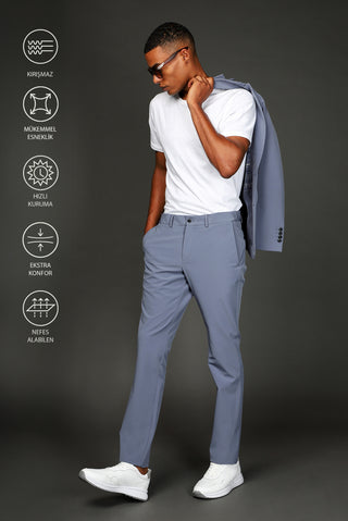  Koyu Mavi  Techno-Line Super Slim Fit Ekstra Dar Kesim Klasik Takım Elbise