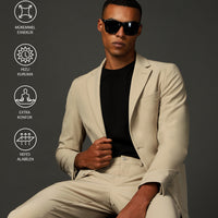 Orta Bej Techno-Line Super Slim Fit Ekstra Dar Kesim Klasik Takım Elbise