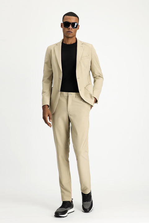 Orta Bej Techno-Line 7 Drop Super Slim Fit Eksra Dar Kesim Takım Elbise