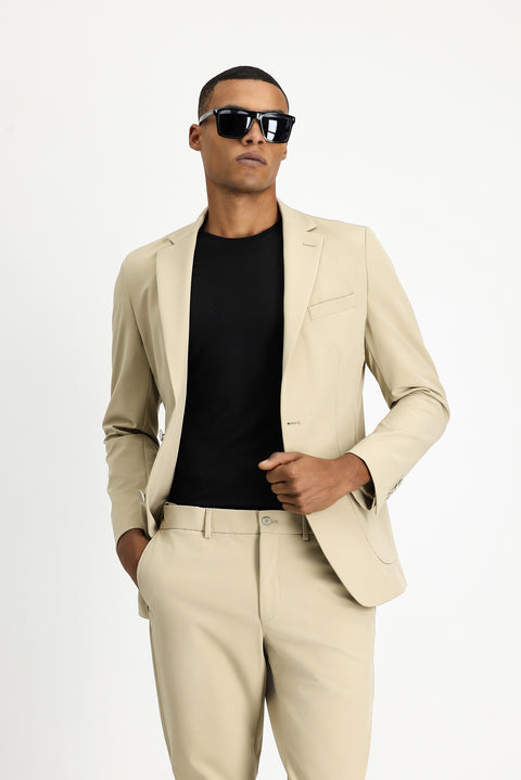 Orta Bej Techno-Line 7 Drop Super Slim Fit Eksra Dar Kesim Takım Elbise