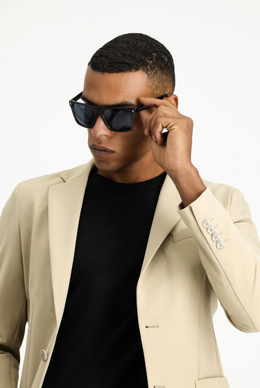 Orta Bej Techno-Line Super Slim Fit Ekstra Dar Kesim Klasik Takım Elbise