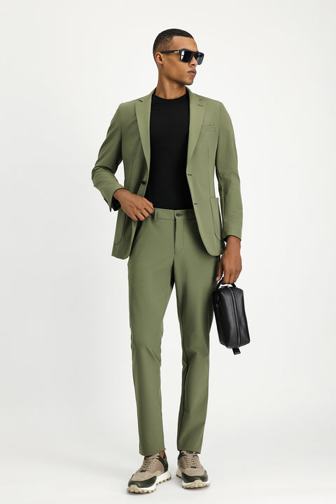 Orta Haki Techno-Line 7 Drop Super Slim Fit Eksra Dar Kesim Takım Elbise