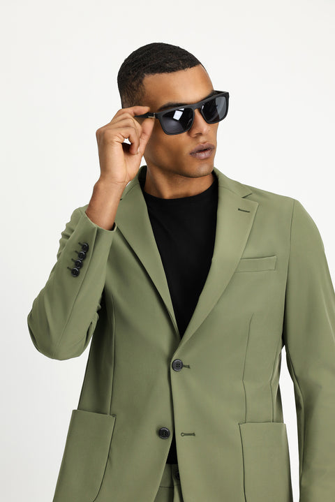 Orta Haki Techno-Line 7 Drop Super Slim Fit Eksra Dar Kesim Takım Elbise