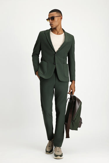 Koyu Yeşil Techno-Line Super Slim Fit Ekstra Dar Kesim Klasik Takım Elbise