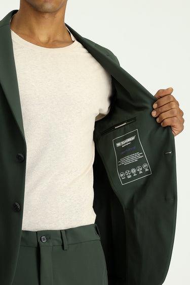 Koyu Yeşil Techno-Line Super Slim Fit Ekstra Dar Kesim Klasik Takım Elbise