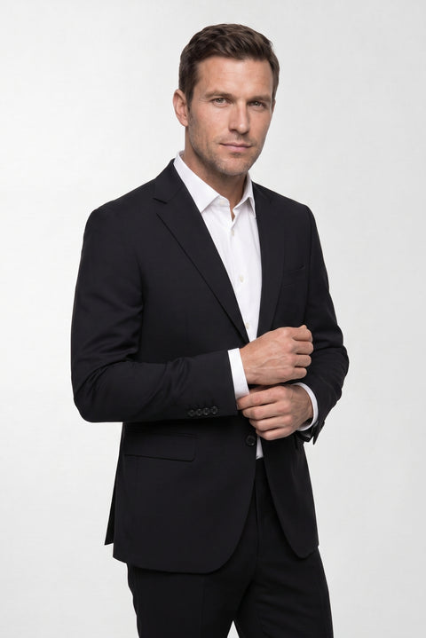 Black 7 Drop Slim Fit Narrow Cut Seasonal Lycra Stretch Suit