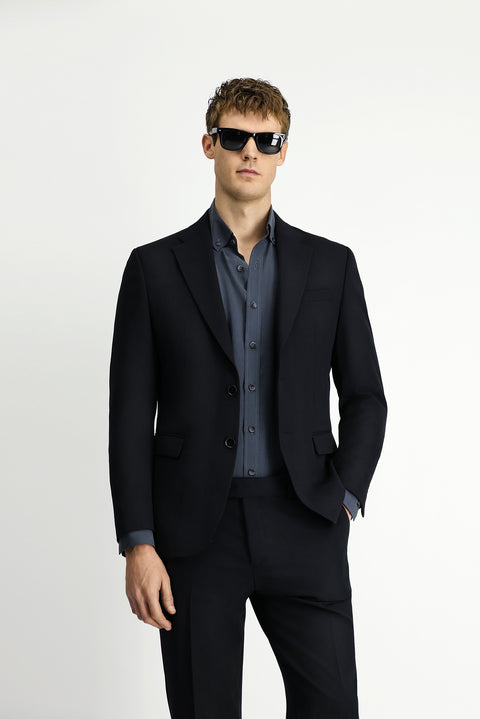 Siyah 7 Drop Slim Fit Dar Kesim Mevsimlik Likralı Esnek Takım Elbise