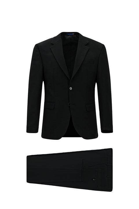 Siyah 7 Drop Slim Fit Dar Kesim Mevsimlik Likralı Esnek Takım Elbise