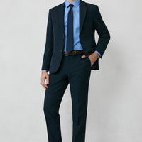 Koyu Lacivert 7 Drop Slim Fit Dar Kesim Mevsimlik Likralı Esnek Takım Elbise