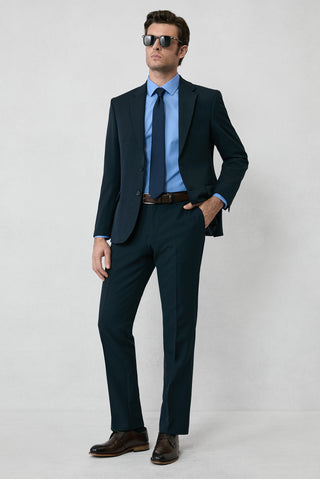  Koyu Lacivert 7 Drop Slim Fit Dar Kesim Mevsimlik Likralı Esnek Takım Elbise