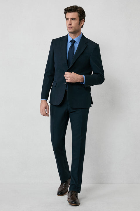 Koyu Lacivert 6 Drop Regular Fit Standart Kesim Mevsimlik Likralı Esnek Takım Elbise