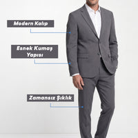 Koyu Antrasit 4 Drop Relaxed Fit Rahat Kesim Mevsimlik Likralı Esnek Takım Elbise