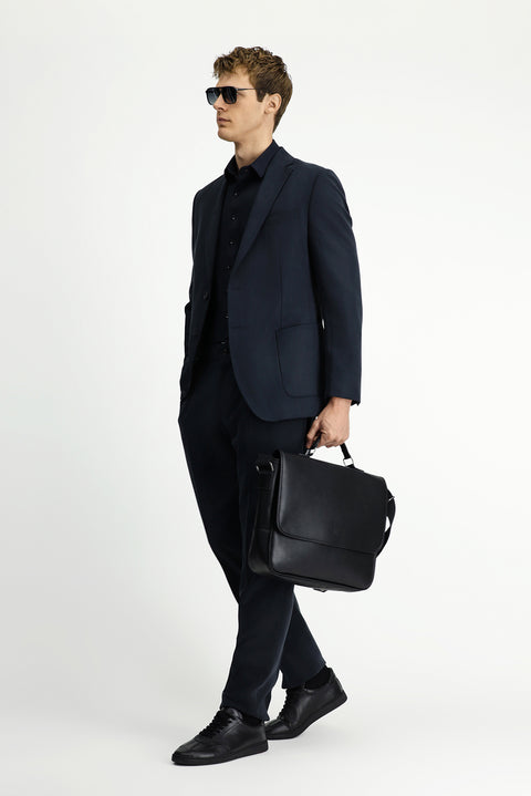 Siyah 6 Drop Regular Fit Standart Kesim Beli Lastikli Torba Cep Modal Karışımlı Takım Elbise